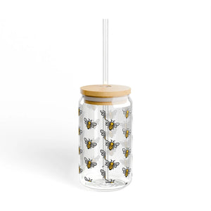 Whimsical Bees Sipper Glass - Eco-friendly Glassware - Dipaliz - Tumblers