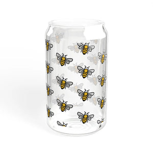 Whimsical Bees Sipper Glass - Eco-friendly Glassware - Dipaliz - Tumblers