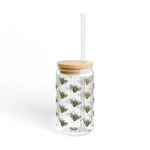 Whimsical Bees Sipper Glass - Eco-friendly Glassware - Dipaliz - Tumblers