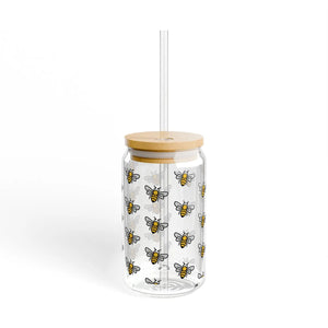 Whimsical Bees Sipper Glass - Eco-friendly Glassware - Dipaliz - Tumblers