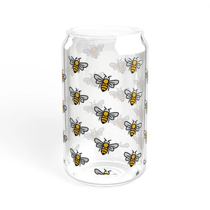 Whimsical Bees Sipper Glass - Eco-friendly Glassware - Dipaliz - Tumblers