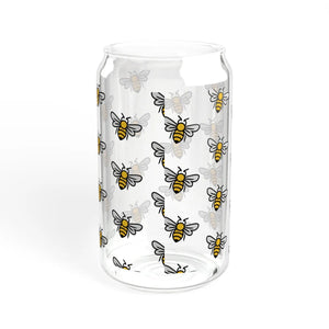 Whimsical Bees Sipper Glass - Eco-friendly Glassware - Dipaliz - Tumblers
