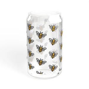 Whimsical Bees Sipper Glass - Eco-friendly Glassware - Dipaliz - Tumblers