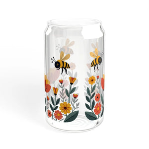 Eco-chic Flowers Sipper Glass - Bees on - Dipaliz - Tumblers
