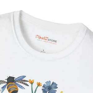 Softstyle Cotton T-shirt Bees and Flowers Circle Design - Dipaliz - T-shirts