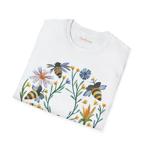 Softstyle Cotton T-shirt Bees and Flowers Circle Design - Dipaliz - T-shirts