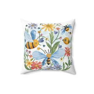 Spun Polyester Square Bees and Blooms Pillow - Dipaliz - Throw Pillows