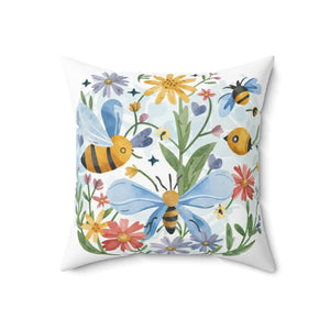 Spun Polyester Square Bees and Blooms Pillow - Dipaliz - Throw Pillows