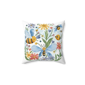 Spun Polyester Square Bees and Blooms Pillow - Dipaliz - Throw Pillows
