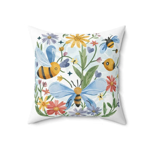 Spun Polyester Square Bees and Blooms Pillow - Dipaliz - Throw Pillows