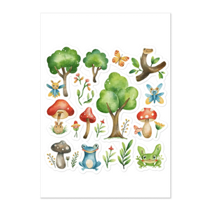 Glossy Trees Sticker Sheet - Japanese Nature Decor - Dipaliz - Decorative Stickers