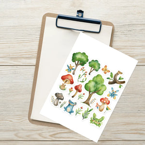 Glossy Trees Sticker Sheet - Japanese Nature Decor - Dipaliz - Decorative Stickers