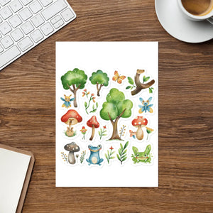 Glossy Trees Sticker Sheet - Japanese Nature Decor - Dipaliz - Decorative Stickers
