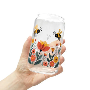 Flowers Sipper Glass with Bamboo Lid Eco Chic Tumbler - Dipaliz - Tumblers