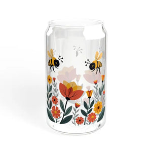 Flowers Sipper Glass with Bamboo Lid Eco Chic Tumbler - Dipaliz - Without Lid or Straw / 16oz - Tumblers