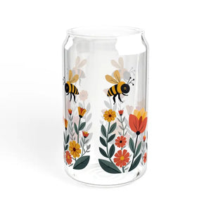 Flowers Sipper Glass with Bamboo Lid Eco Chic Tumbler - Dipaliz - Tumblers