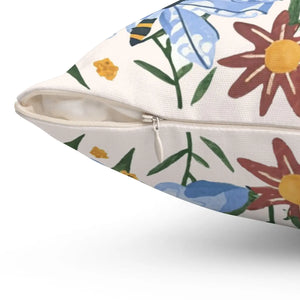 Spring Flowers Polyester Square Pillow – Spun - Dipaliz - Throw Pillows