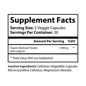 Beetroot Supplement Gmp Certified Power Boost - Dipaliz - White Bottle + Cap / Unflavored / 60 Vegetable Capsules