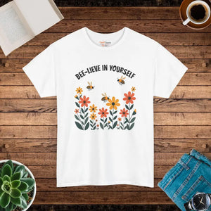 T-shirt - Unisex Heavy Cotton Tee - Believe in Yourself Statement - Dipaliz White / s