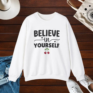 Unisex Heavy Blend Crewneck Sweatshirt Believe in Yourself - Dipaliz - White / s - Sweatshirts