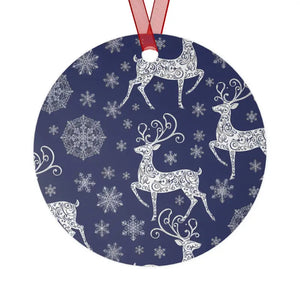 Metal Ornament White Aluminum Frosted Bell with Red Ribbon - Dipaliz - Round / one Size - Holiday Ornaments