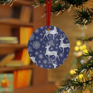 Metal Ornament White Aluminum Frosted Bell with Red Ribbon - Dipaliz - Holiday Ornaments