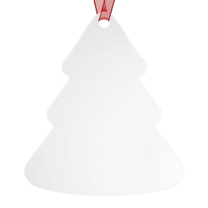 Metal Ornament White Aluminum Frosted Bell with Red Ribbon - Dipaliz - Holiday Ornaments