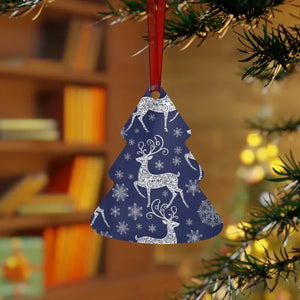 Metal Ornament White Aluminum Frosted Bell with Red Ribbon - Dipaliz - Holiday Ornaments