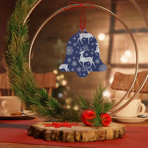 Metal Ornament White Aluminum Frosted Bell with Red Ribbon - Dipaliz - Holiday Ornaments