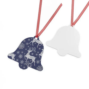 Metal Ornament White Aluminum Frosted Bell with Red Ribbon - Dipaliz - Holiday Ornaments