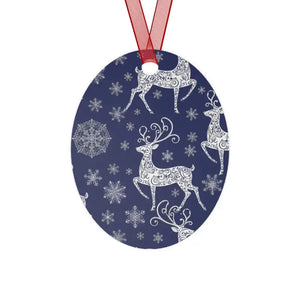 Metal Ornament White Aluminum Frosted Bell with Red Ribbon - Dipaliz - Oval / one Size - Holiday Ornaments