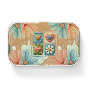 Floral Bento Lunch Box - Wood Lid Silicone Set - Dipaliz - Sets
