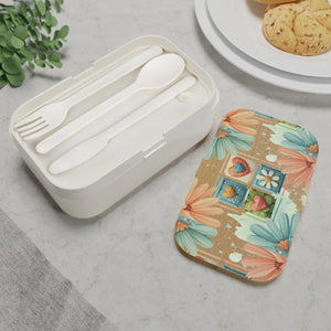 Floral Bento Lunch Box - Wood Lid Silicone Set - Dipaliz - Sets