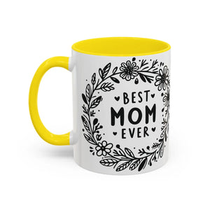 Vibrant Accent Coffee Mug - Best Mom Ever Ceramic - Dipaliz - Mugs