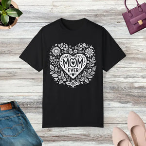 Mom Heart Floral Unisex Garment-dyed T-shirt - Dipaliz - Black / s - T-shirts