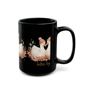 Better Together Duck Couple Black Coffee Mug, Cute Cozy Valentine’s Gift (11oz/15oz) - Mugs