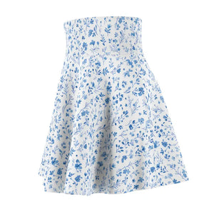 Capri Blue Micro Floral Skater Skirt - Movement Essential - Dipaliz - All Over Prints