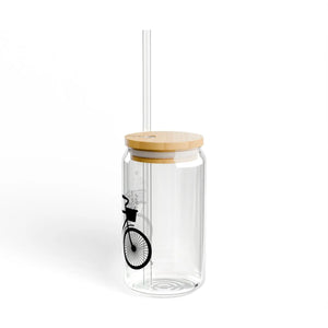Vintage Bicycle Sipper Glass - Floral Drinkware - Dipaliz - Tumblers