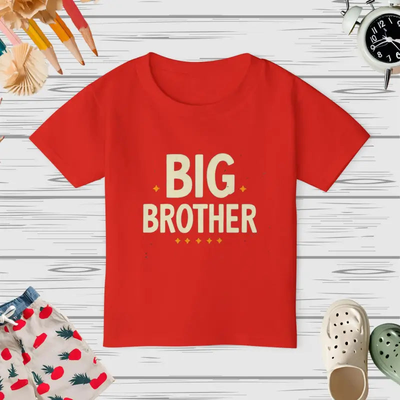 Big Brother Heavy Cotton Toddler Tee: Eco & Stylish - Red / 2t Kids Clothes