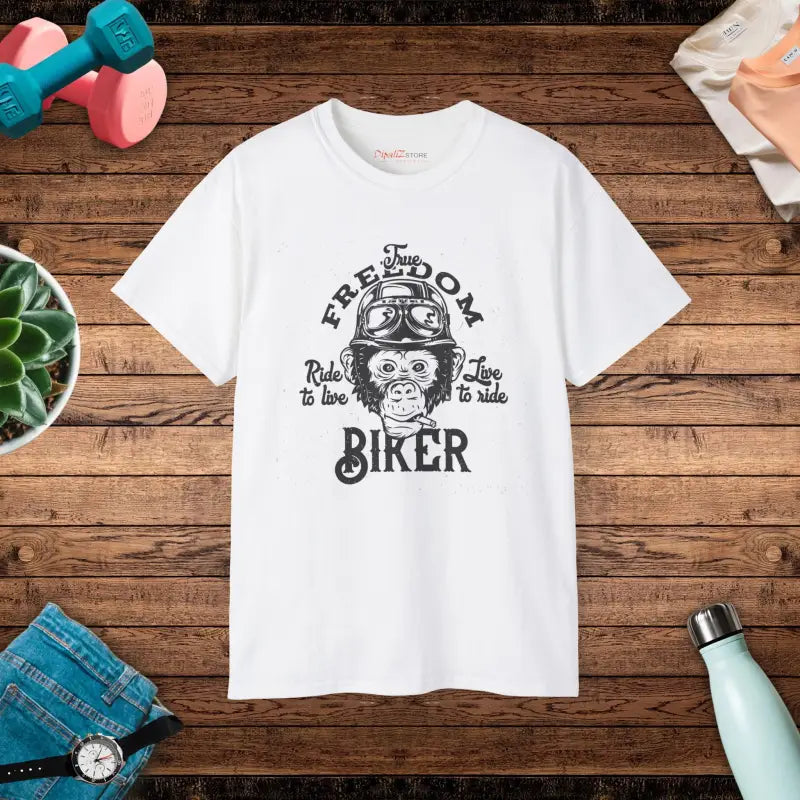 Biker Monkey Ultra Cotton Tee—ride in Style - White / s T-shirt