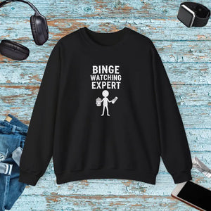 Sweatshirt - Binge Watching Expert - Cozy Crewneck - Dipaliz Black / s