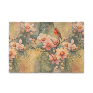Floral Robin Coir Mat – Spring Bird Entryway - Dipaliz - Door Mats