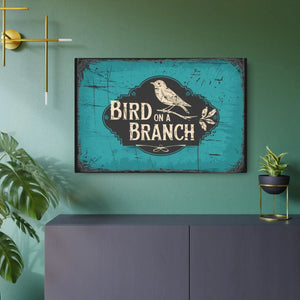 Vintage Bird Metal Art Sign – Matte Aluminum - Dipaliz - Novelty Signs