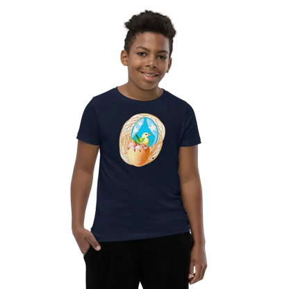 Bird in a Nest Youth Sleeve Tee - Fun & Original! - Navy / s Kids Clothes