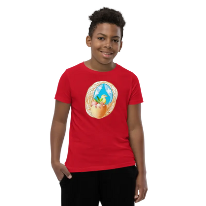 Bird in a Nest Youth Sleeve Tee - Fun & Original! - Red / s Kids Clothes