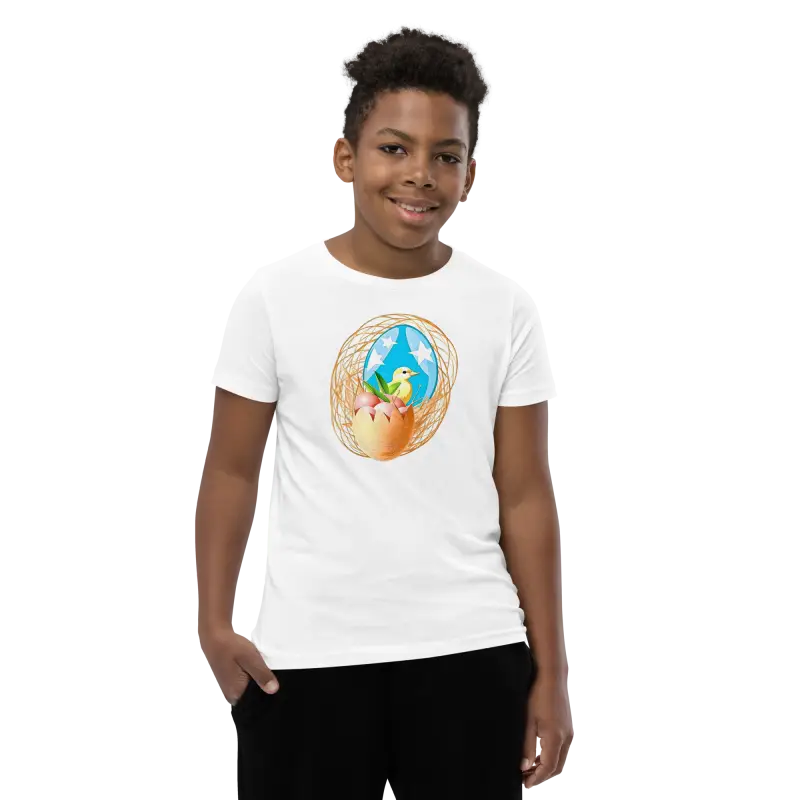 Bird in a Nest Youth Sleeve Tee - Fun & Original! - White / s Kids Clothes