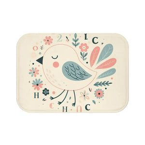 Pastel Flowers Microfiber Bath Mat Memory Foam Cushion by Dipaliz - 24’’ × 17’’ - Mats & Rugs