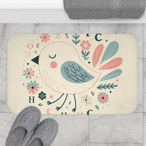 Pastel Flowers Microfiber Bath Mat Memory Foam Cushion by Dipaliz - 34’’ × 21’’ - Mats & Rugs