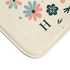 Pastel Flowers Microfiber Bath Mat Memory Foam Cushion by Dipaliz - Mats & Rugs
