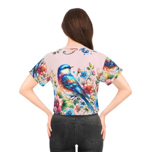 Floral Soft Pastels Aop Crop Tee - Silky Polyester - Dipaliz - T-shirts